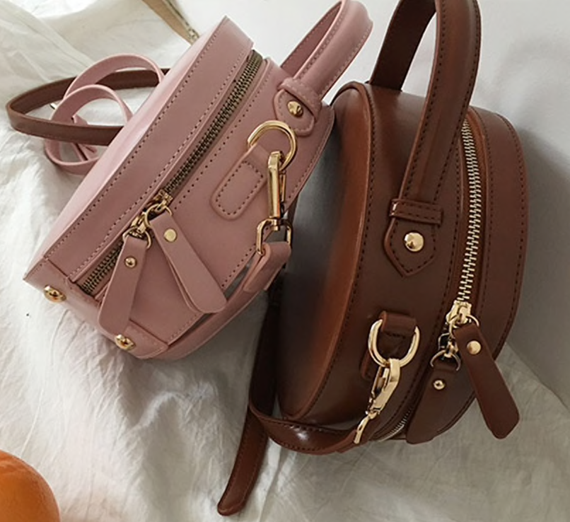 Round Strap Leather Bag