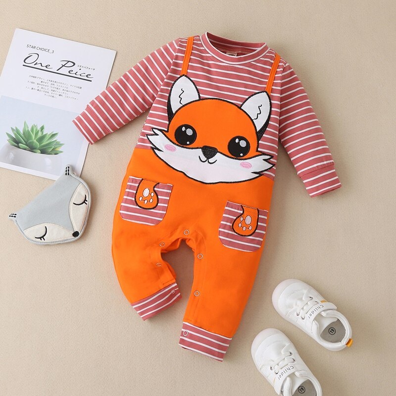 New Newborn Baby Clothes Boys Girls Striped Cotton Rabbit Long Sleeve Spring Fall Rompers Kids Jumpsuit Playsuit Outfits 0-24M