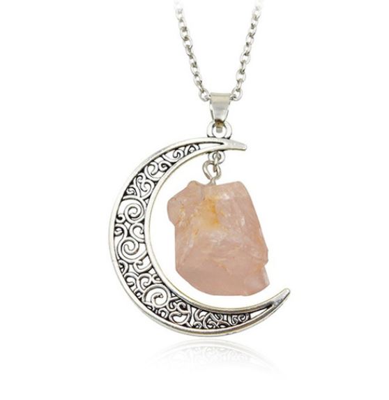 Crescent moon crystal necklace