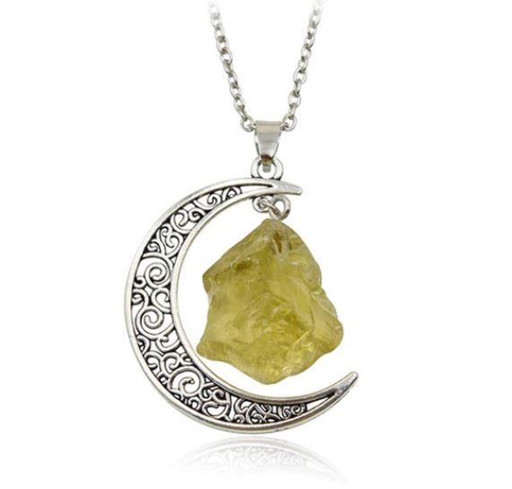 Crescent moon crystal necklace