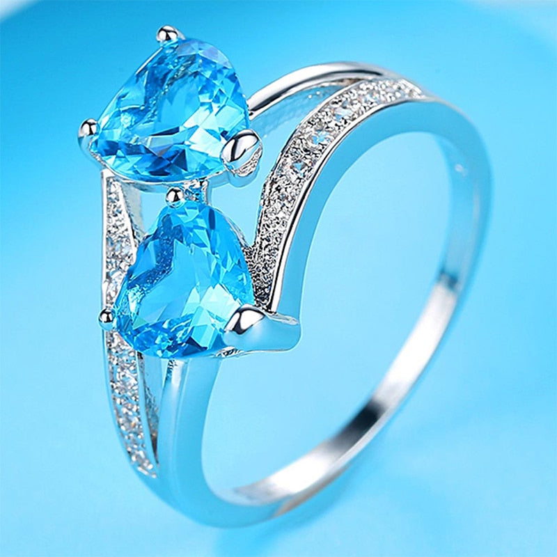 Double Heart Rainbow Ring