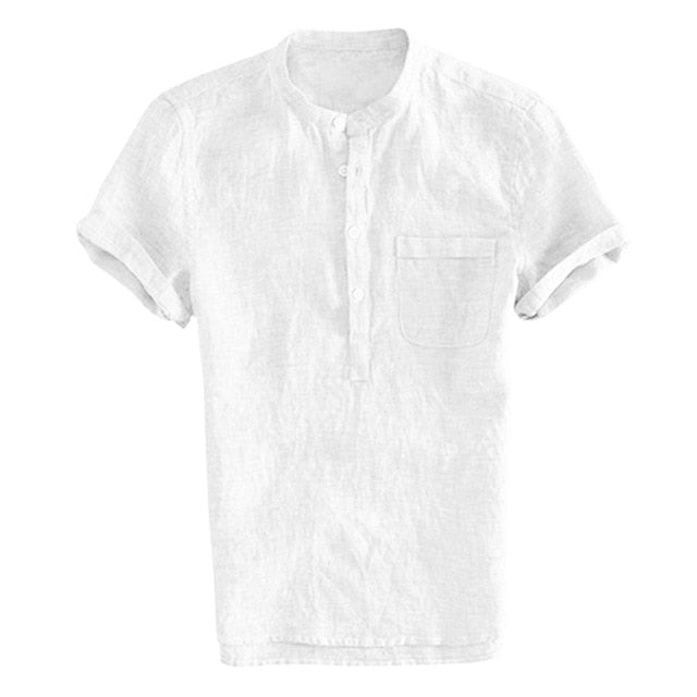 Baggy Cotton Linen Men Short Sleeve Retro Shirts
