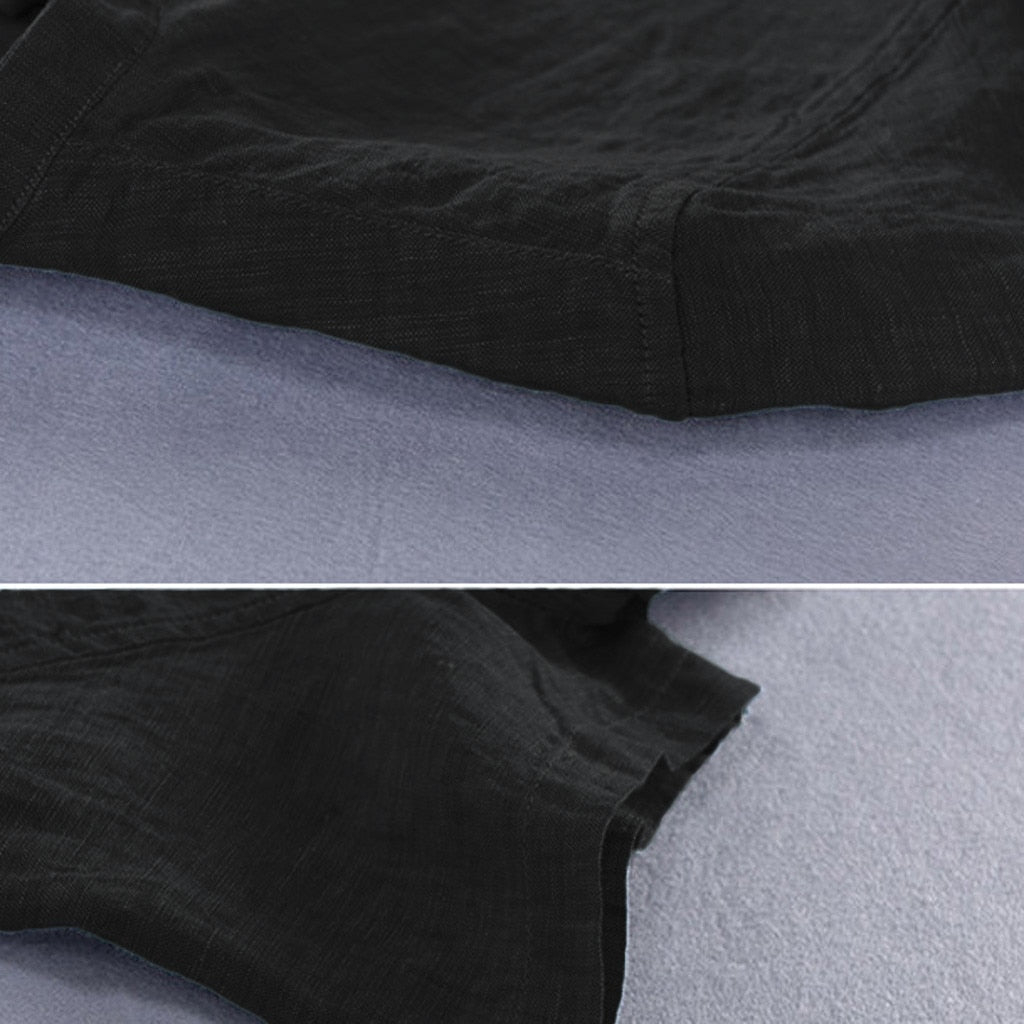 Baggy Cotton Linen Men Short Sleeve Retro Shirts