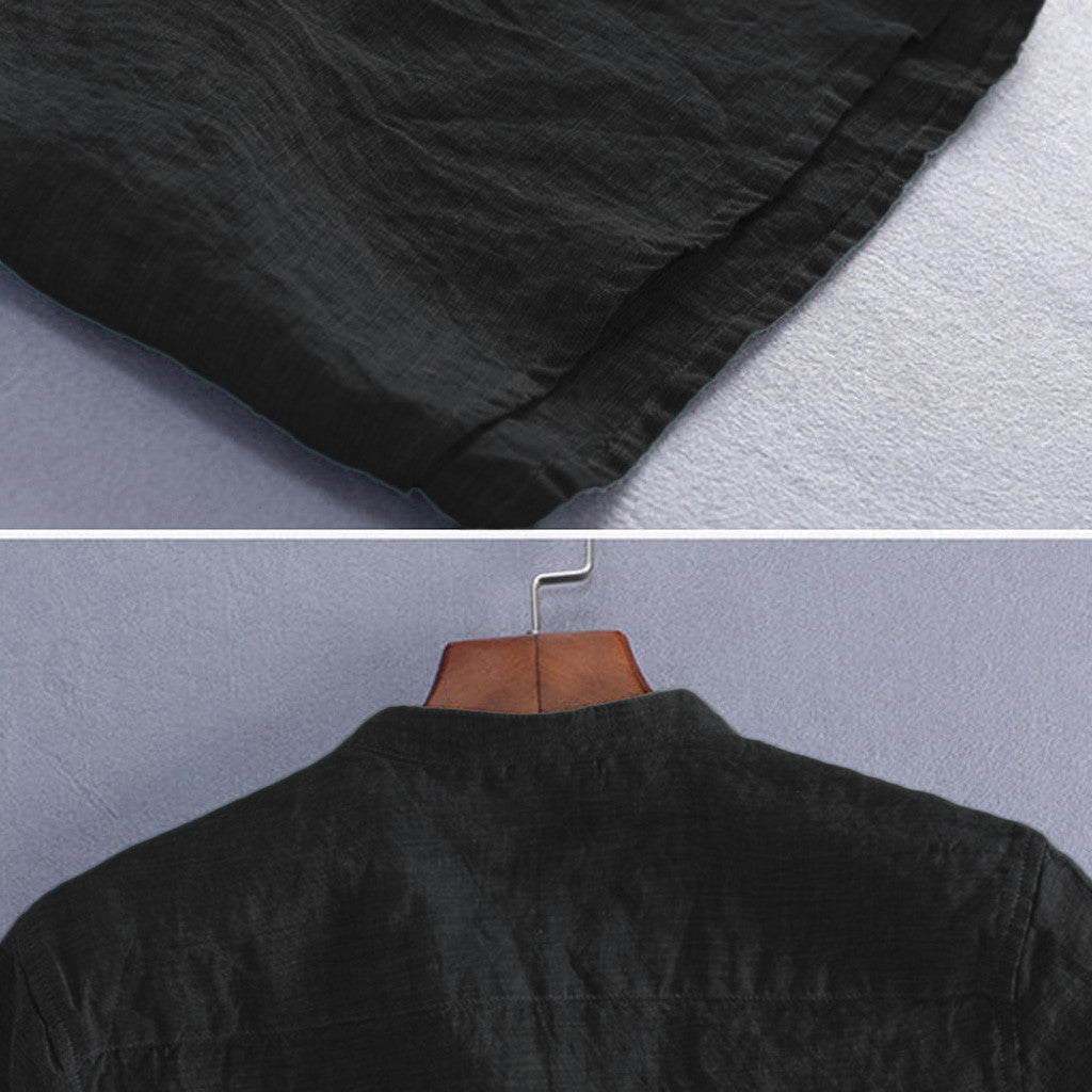 Baggy Cotton Linen Men Short Sleeve Retro Shirts