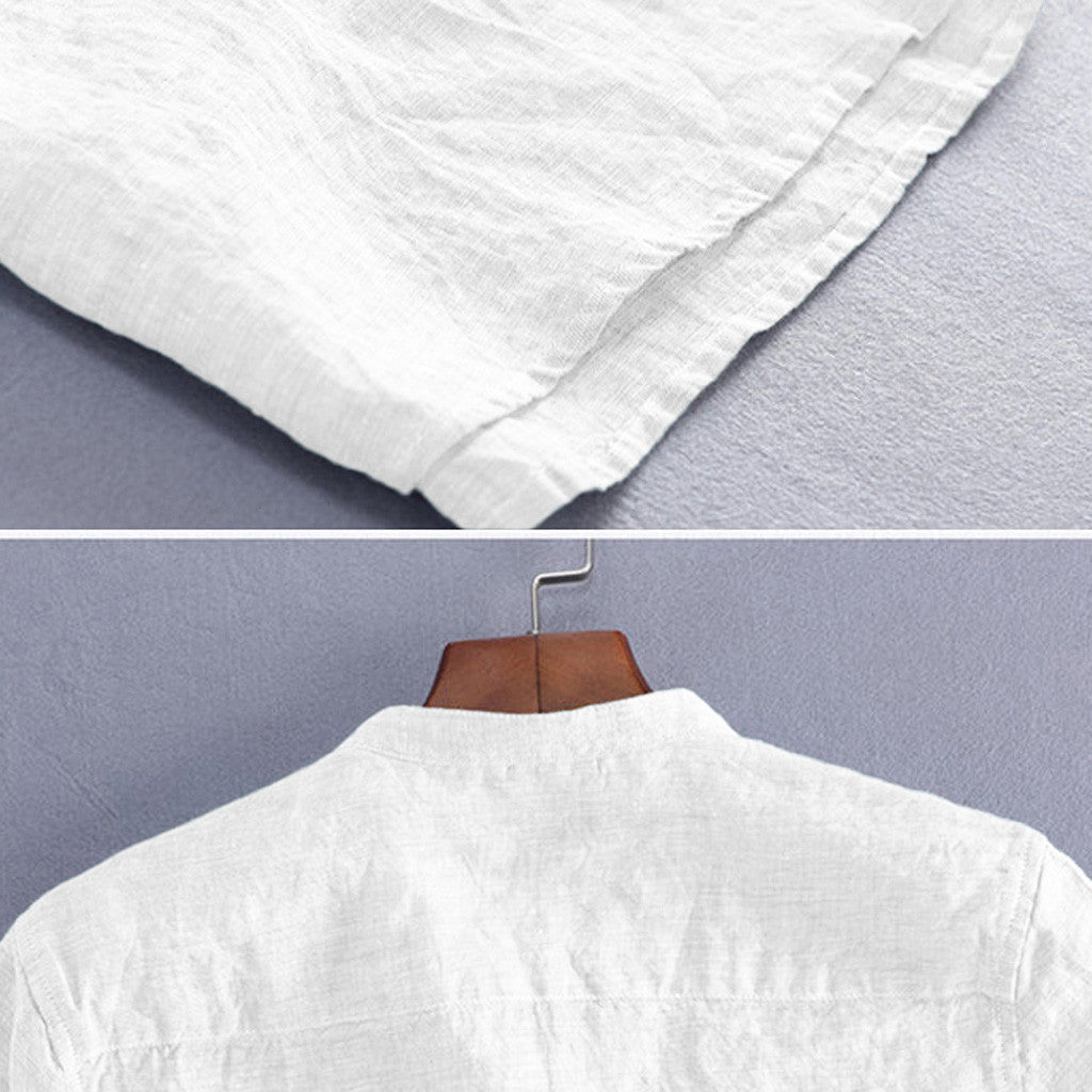 Baggy Cotton Linen Men Short Sleeve Retro Shirts