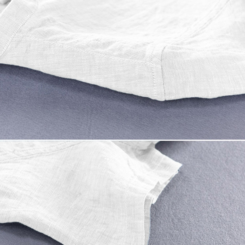 Baggy Cotton Linen Men Short Sleeve Retro Shirts