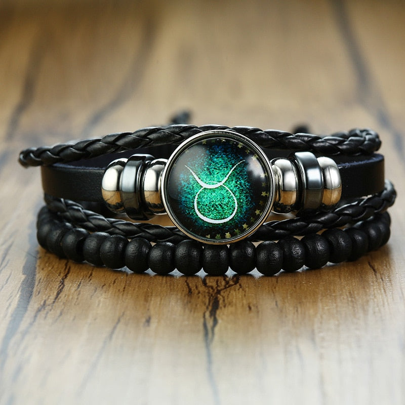 Horoscope Multi-layer Leather Rope Bracelets