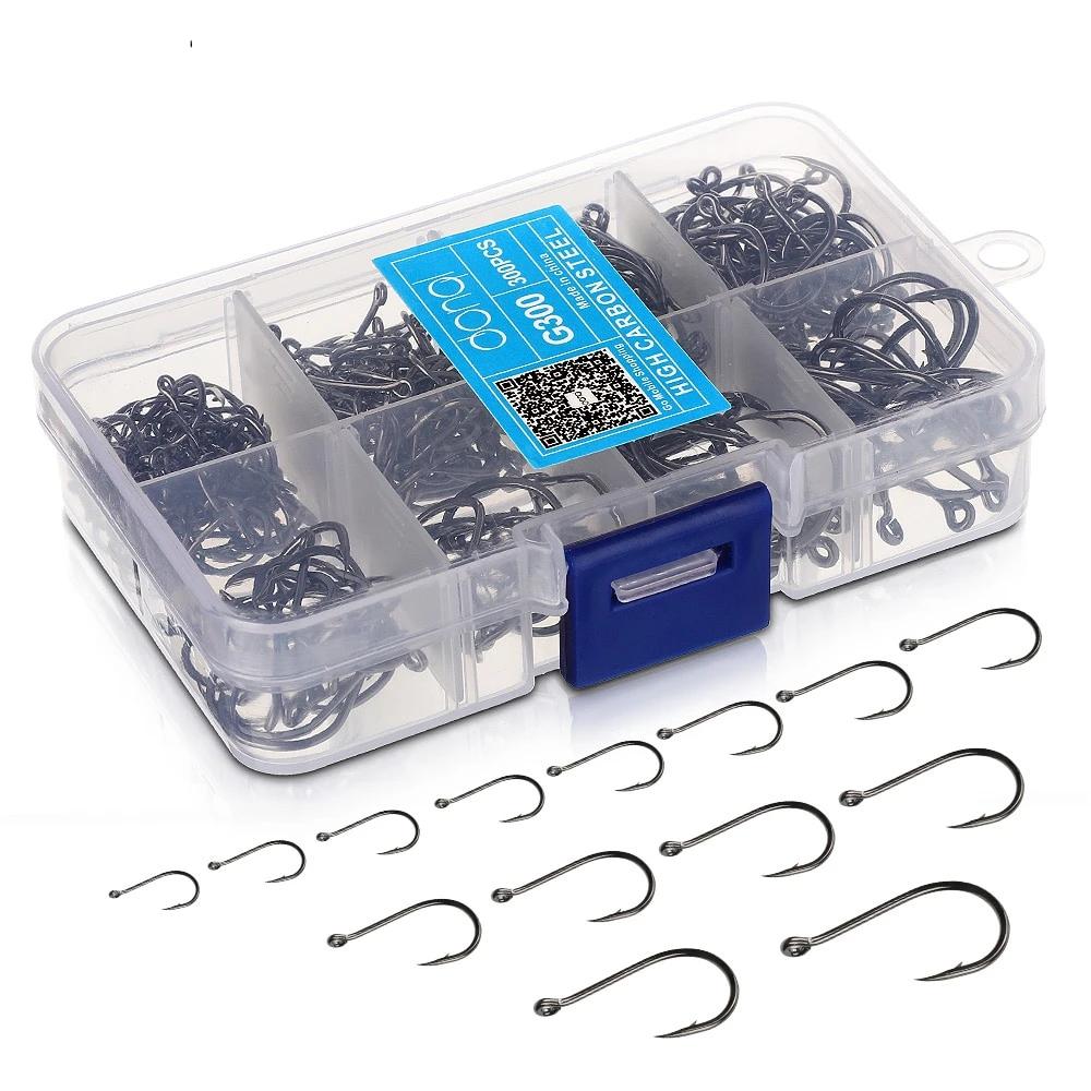 300pcs/Box High Carbon Steel Fishing hooks