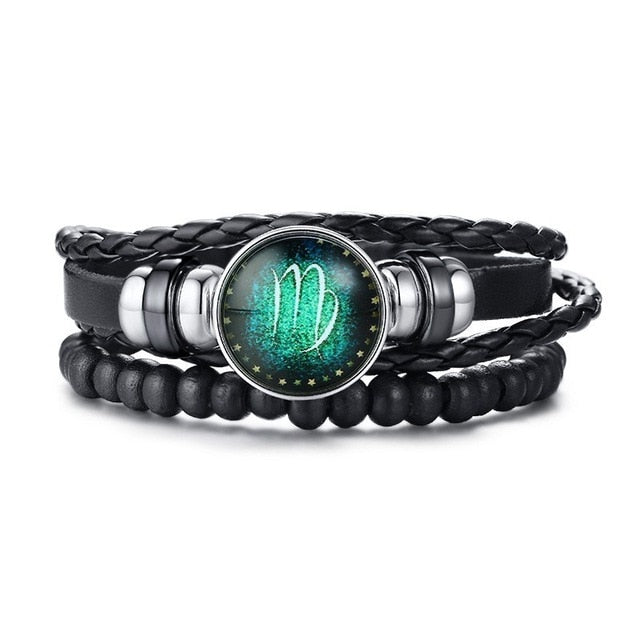 Horoscope Multi-layer Leather Rope Bracelets