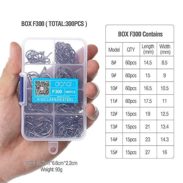 300pcs/Box High Carbon Steel Fishing hooks