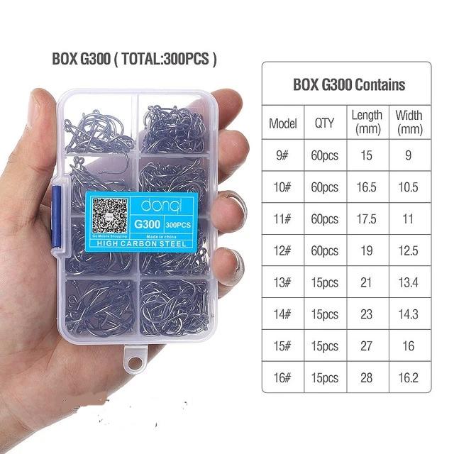 300pcs/Box High Carbon Steel Fishing hooks