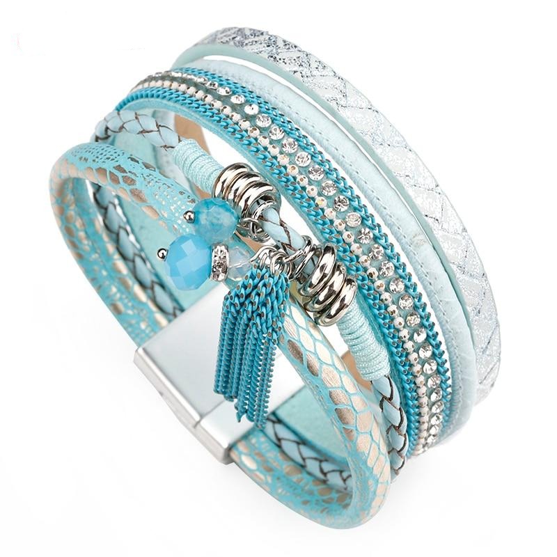 Blue Leather Charm Bracelet For Women{VIP Gift}