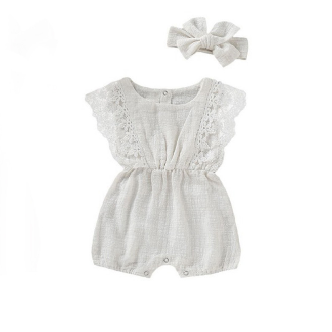 Summer Baby Girl Rompers With Headband