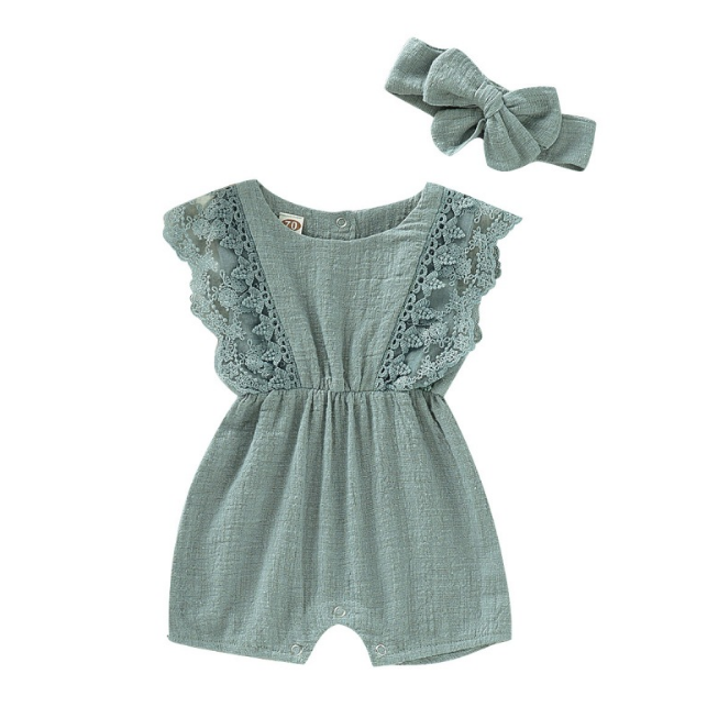 Summer Baby Girl Rompers With Headband