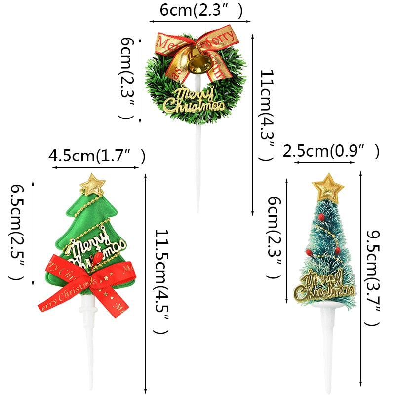 Mini Wreath Xmas Tree Cupcake Toppers