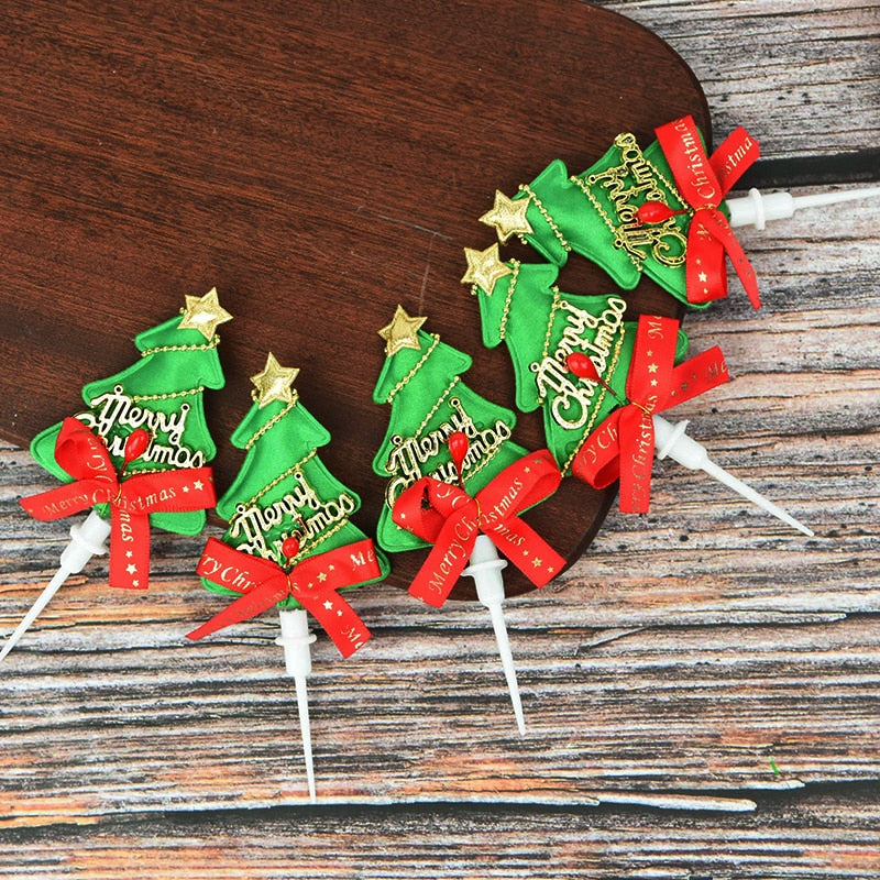 Mini Wreath Xmas Tree Cupcake Toppers