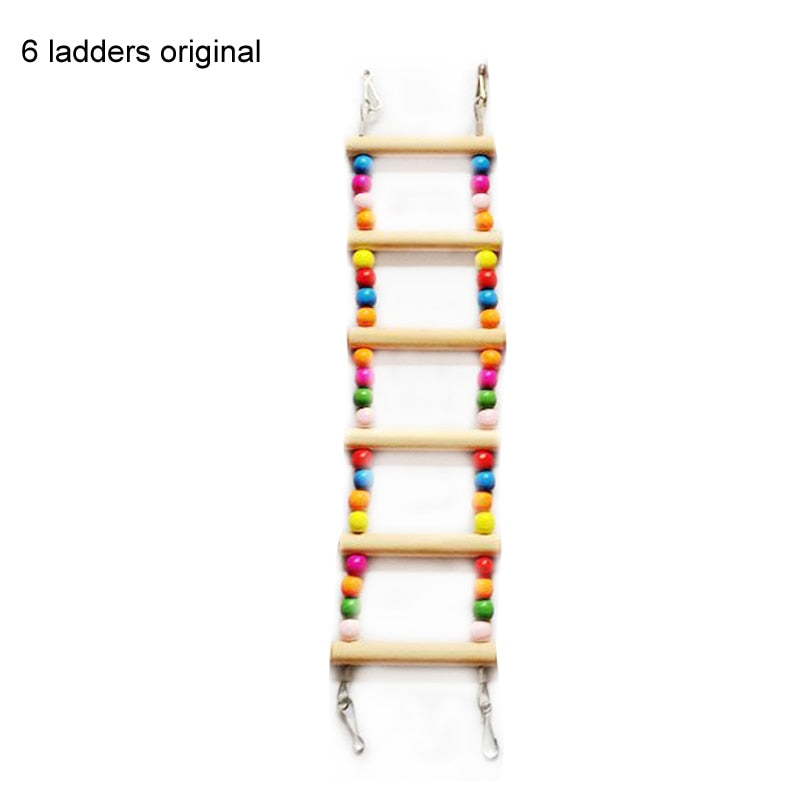 Birds Hanging Colorful Balls Climbing Toy 1 Pcs Parrots Ladders With Natural Wood Bird Toys