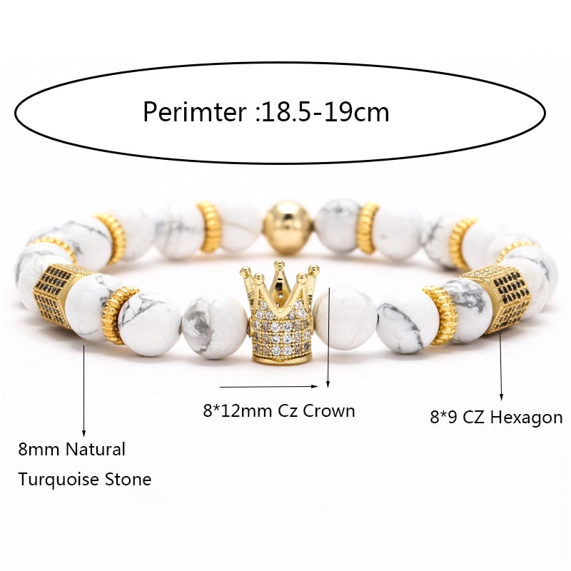Trendy Micro Pave Cubic Crown Charm Bracelet