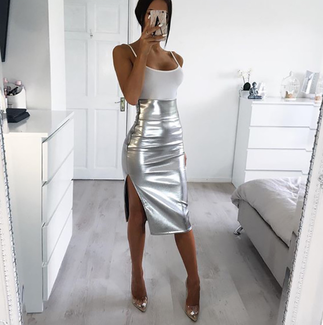 Futuristic Silver Skirt
