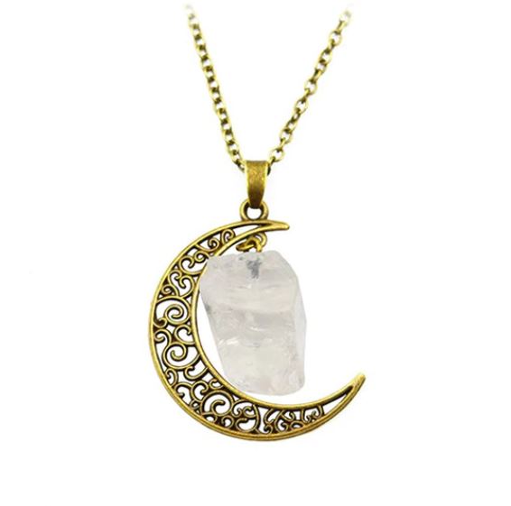 Crescent moon crystal necklace