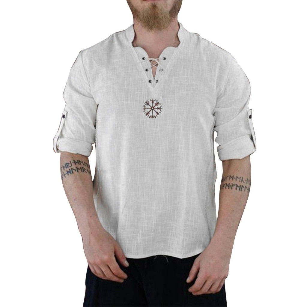 Men long Sleeve Linen T-shirt