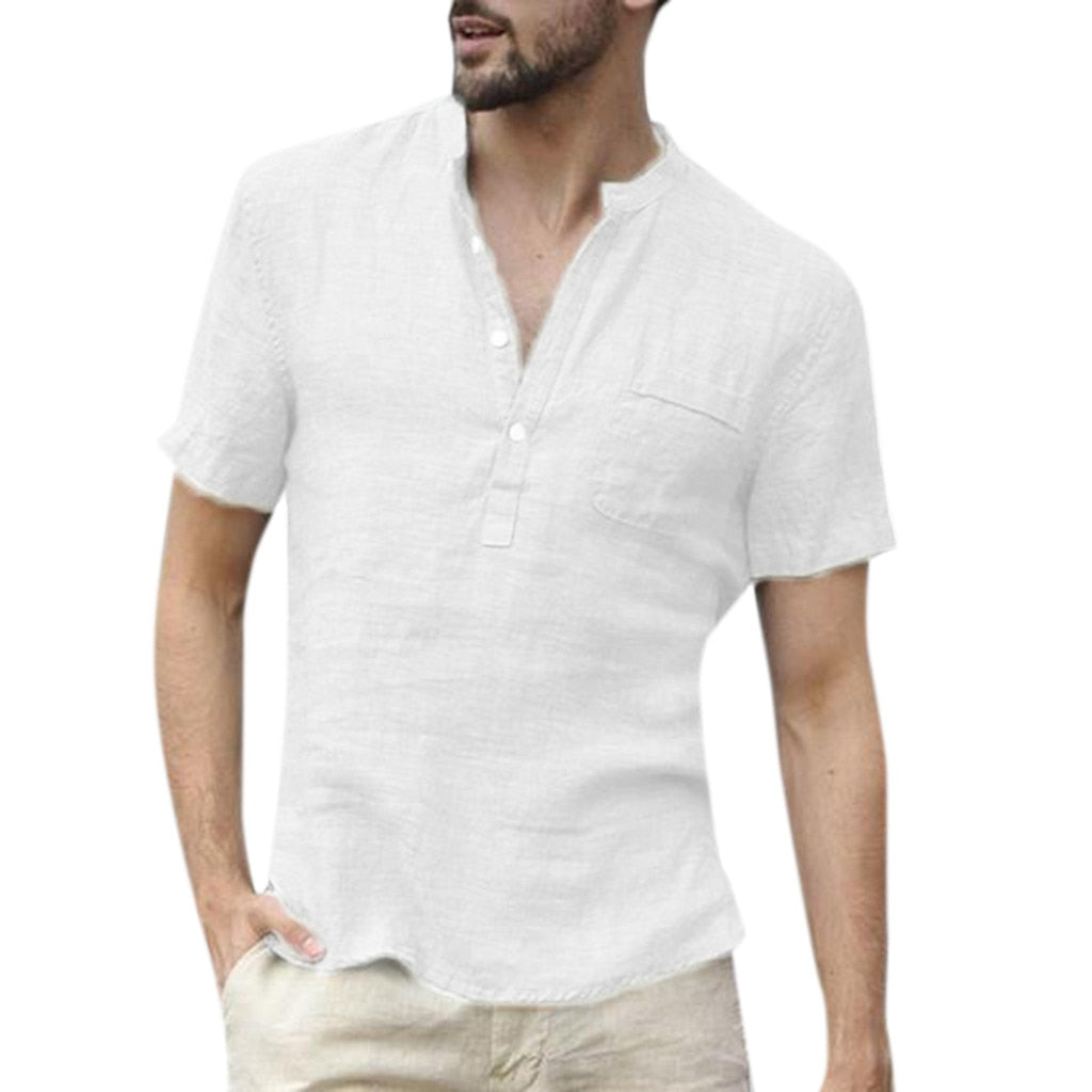 Baggy Cotton Linen Men Short Sleeve Retro Shirts