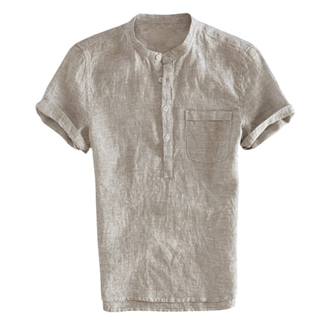 Baggy Cotton Linen Men Short Sleeve Retro Shirts