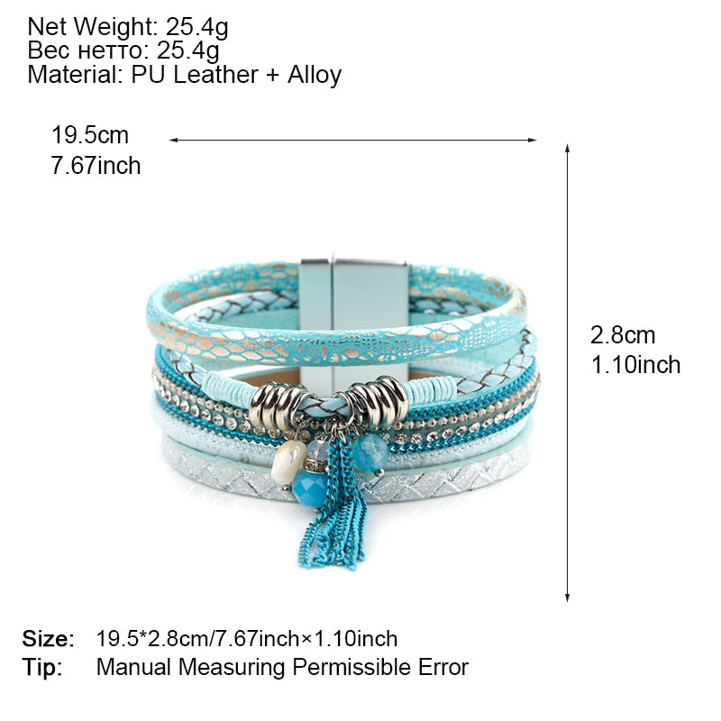 Blue Leather Charm Bracelet For Women{VIP Gift}